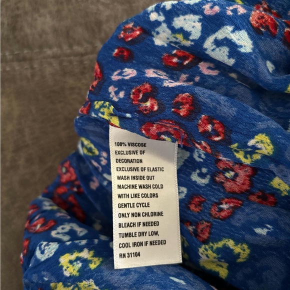 Kaari Blue Blue Multi Smocked Wide Leg Jumpsuit Size XL. NWT - Picture 7 of 7